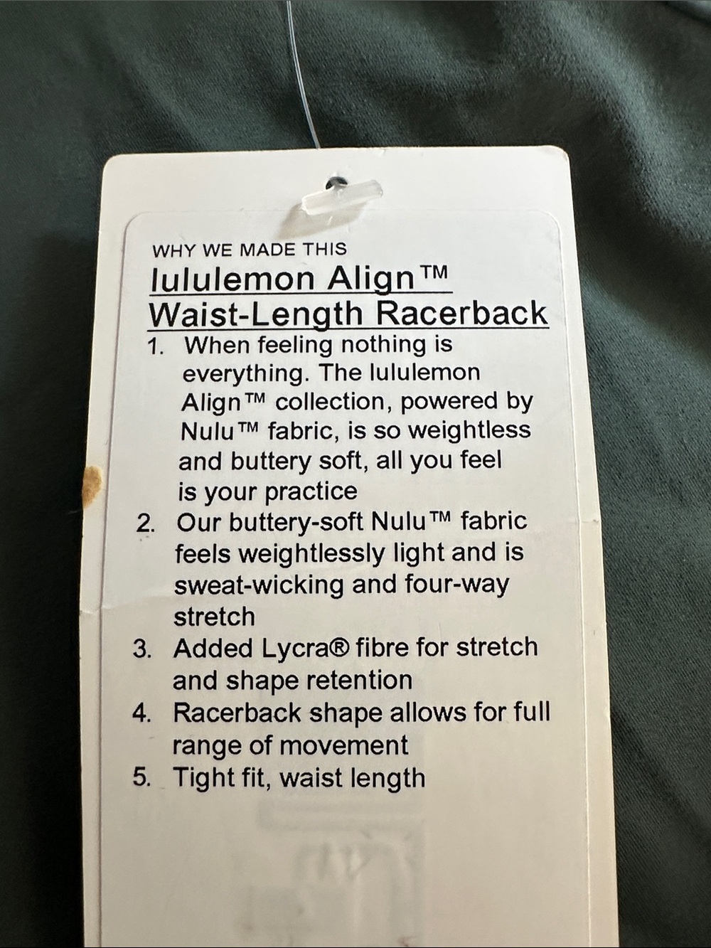 NEW*** Align Waist Length Racerback - Picture 5 of 5